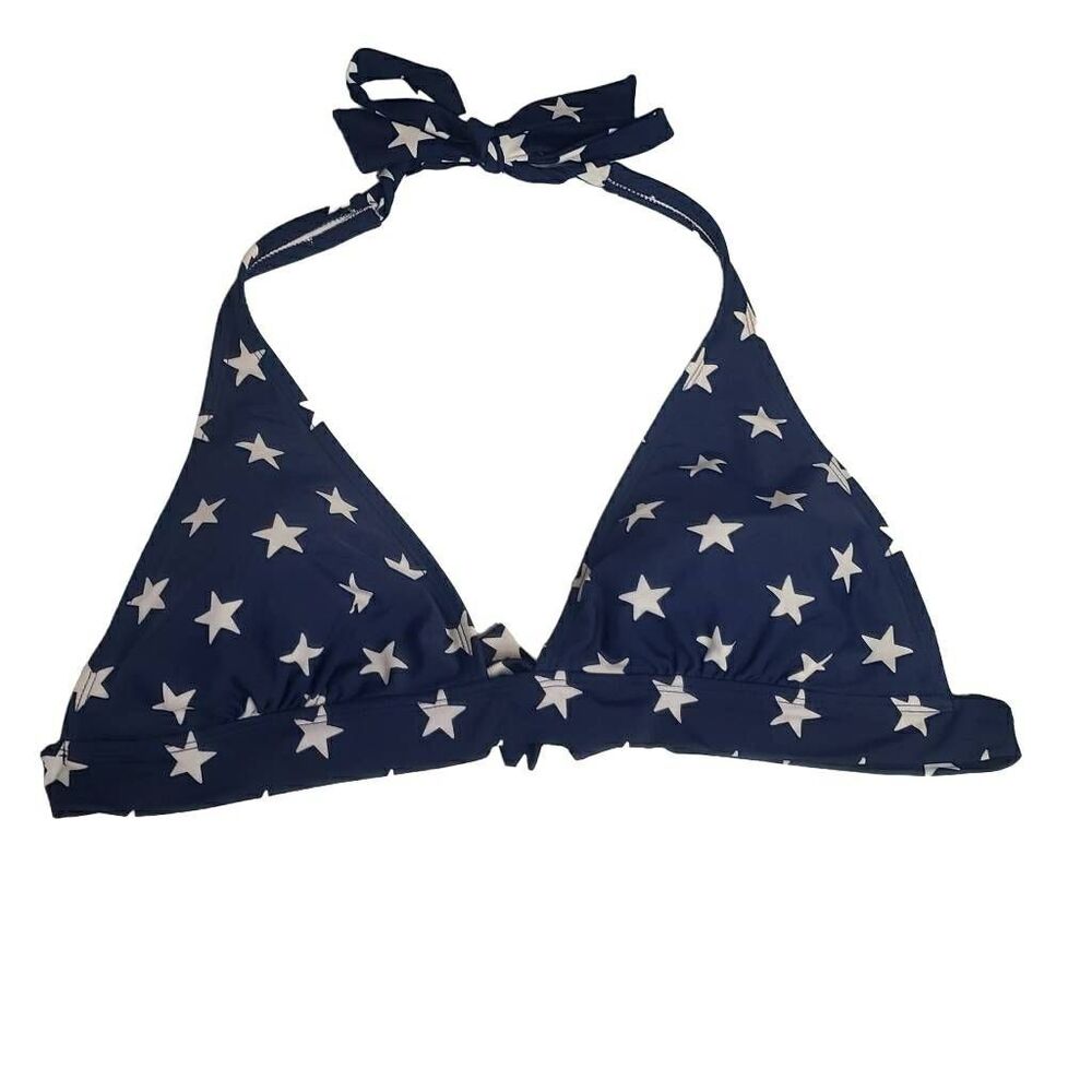 Faded Glory Navy Blue and White Stars Bikini Top XL 16-18